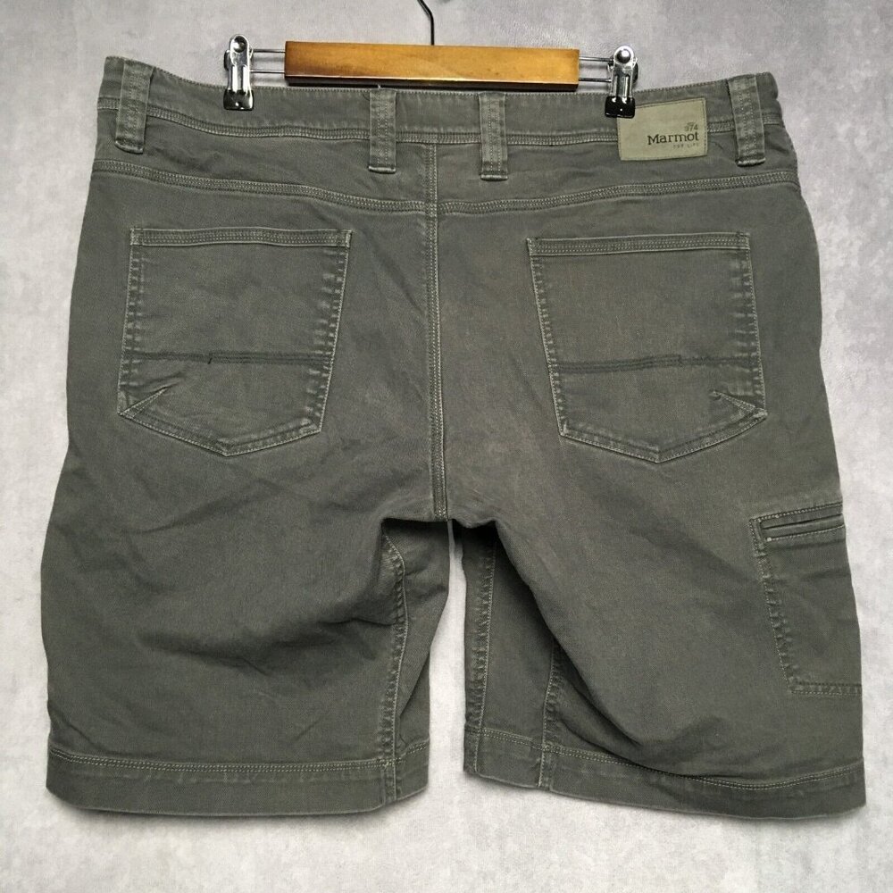 Marmot Men Cargo Shorts size 38 Gray Tech Work Trail Gusset Cotton Stretch Blend